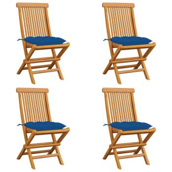 ARDEBO.de - Gartenstühle mit Blauen Kissen 4 Stk. Massivholz Teak 
