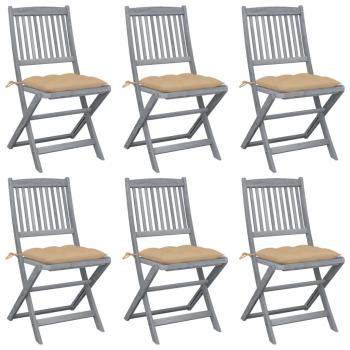 ARDEBO.de - Klappbare Gartenstühle 6 Stk. mit Kissen Massivholz Akazie