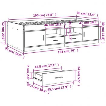 Tagesbett mit Schubladen Sonoma-Eiche 90x190 cm Holzwerkstoff