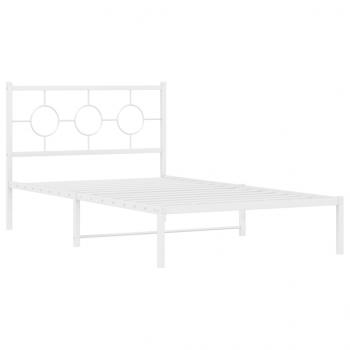 Bettgestell mit Kopfteil Metall Weiß 107x203 cm