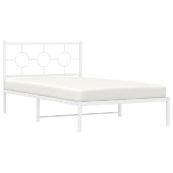 Bettgestell mit Kopfteil Metall Weiß 107x203 cm