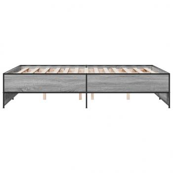 Bettgestell Grau Sonoma 120x200 cm Holzwerkstoff und Metall