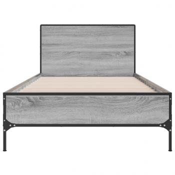 Bettgestell Grau Sonoma 90x190 cm Holzwerkstoff und Metall