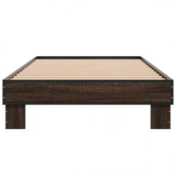 Bettgestell Braun Eichen-Optik 75x190 cm Holzwerkstoff Metall