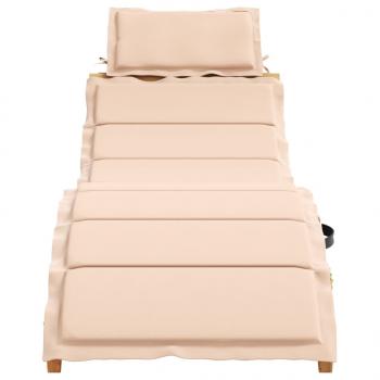Sonnenliege mit Auflage Beige Massivholz Akazie