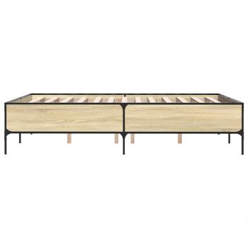 Bettgestell Sonoma-Eiche 120x200 cm Holzwerkstoff und Metall
