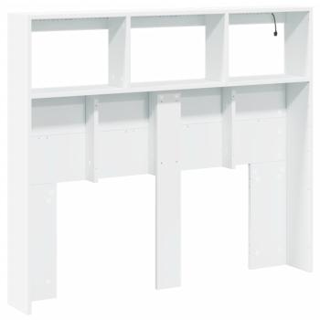 LED-Kopfteil mit Ablagen Weiß 120x17x102 cm