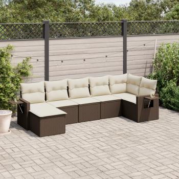ARDEBO.de - 7-tlg. Garten-Sofagarnitur mit Kissen Braun Poly Rattan