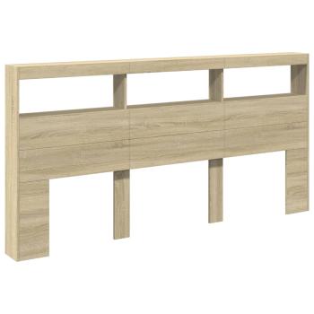 LED-Kopfteil mit Ablagen Sonoma-Eiche 200x17x102 cm