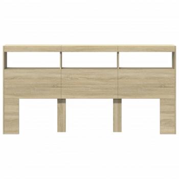 LED-Kopfteil mit Ablagen Sonoma-Eiche 200x17x102 cm