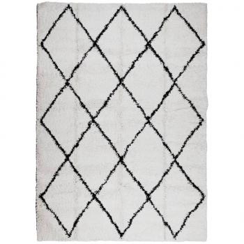 Shaggy-Teppich PAMPLONA Hochflor Modern Creme Schwarz 200x280cm