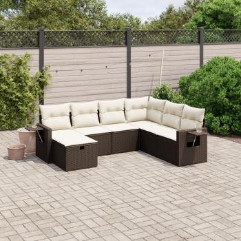 ARDEBO.de - 7-tlg. Garten-Sofagarnitur mit Kissen Braun Poly Rattan