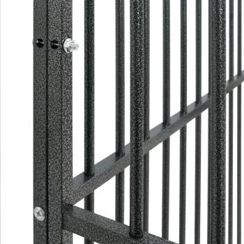 Hundelaufstall 4-tlg. Schwarz Verzinkter Stahl