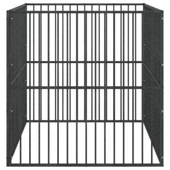 Hundelaufstall 4-tlg. Schwarz Verzinkter Stahl
