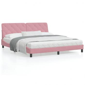 ARDEBO.de - Bettgestell mit LED-Leuchten Rosa 180x200 cm Samt