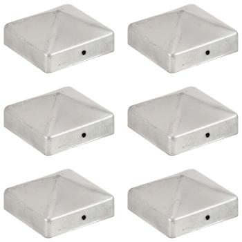 ARDEBO.de - Pfostenkappen 6 Stk. Pyramide Verzinktes Metall 71 x 71 mm  