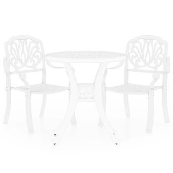 3-tlg. Bistro-Set Aluminiumguss Weiß