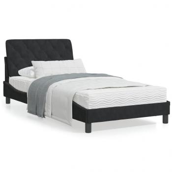 ARDEBO.de - Bettgestell mit Kopfteil Schwarz 100x200 cm Samt