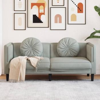 ARDEBO.de - Sofa mit Kissen 2-Sitzer Hellgrau Samt