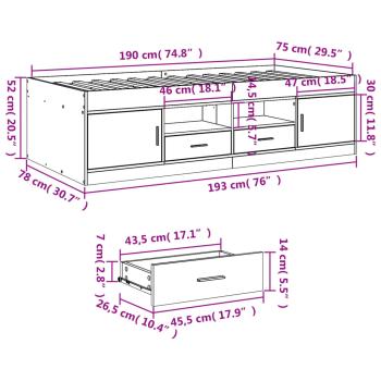 Tagesbett mit Schubladen Sonoma-Eiche 75x190 cm Holzwerkstoff