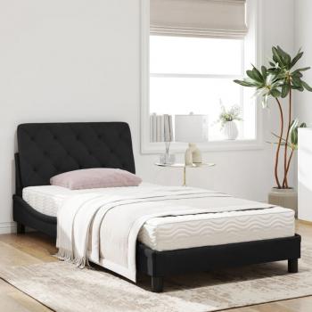 Bett mit Matratze Schwarz 100x200 cm Samt