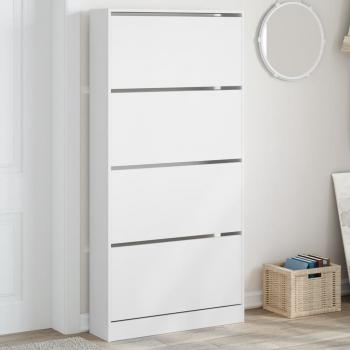 ARDEBO.de - Schuhschrank mit 4 Klappen Weiß 80x21x163,5 cm