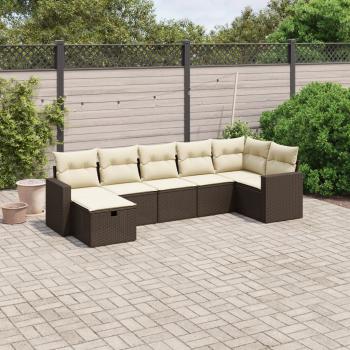ARDEBO.de - 7-tlg. Garten-Sofagarnitur mit Kissen Braun Poly Rattan