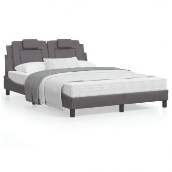 ARDEBO.de - Bett mit Matratze Grau 120x200 cm Kunstleder