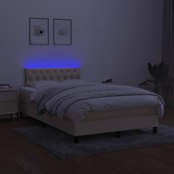 Boxspringbett mit Matratze & LED Creme 120x190 cm Stoff