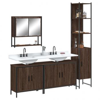 ARDEBO.de - 4-tlg. Badmöbel-Set Braun Eichen-Optik Holzwerkstoff