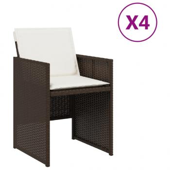 Gartenstühle mit Kissen 4 Stk. Braun Poly Rattan