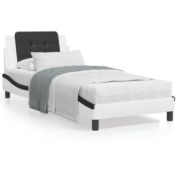ARDEBO.de - Bett mit Matratze Weiß und Schwarz 80x200 cm Kunstleder