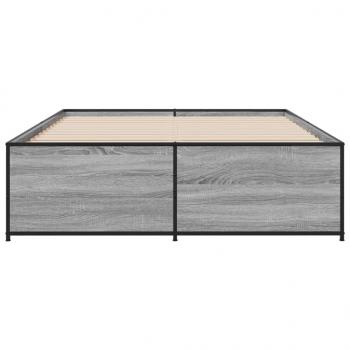 Bettgestell Grau Sonoma 120x190 cm Holzwerkstoff und Metall