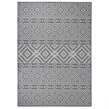 ARDEBO.de - Outdoor-Teppich Flachgewebe 140x200 cm Blau Gestreift