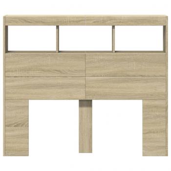 LED-Kopfteil mit Ablagen Sonoma-Eiche 120x17x102 cm