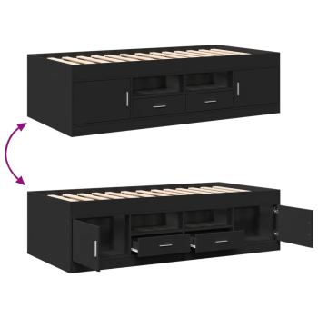 Tagesbett mit Schubladen Schwarz 90x190 cm Holzwerkstoff