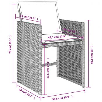 Gartenstühle mit Kissen 4 Stk. Hellgrau Poly Rattan
