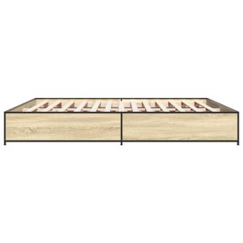 ARDEBO.de - Bettgestell Sonoma-Eiche 200x200 cm Holzwerkstoff und Metall