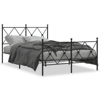 ARDEBO.de - Bettgestell mit Kopf- und Fußteil Metall Schwarz 120x190 cm