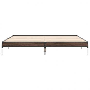 Bettgestell Braun Eichen-Optik 200x200 cm Holzwerkstoff Metall