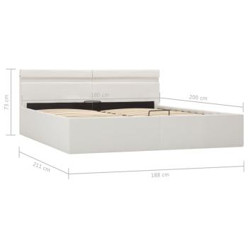 Bett mit Bettkasten Hydraulisch LED Weiß Kunstleder 180x200 cm