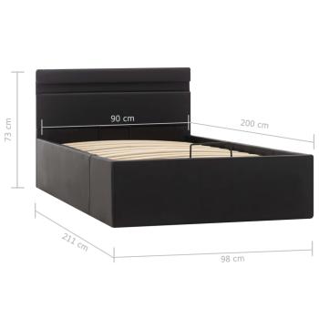 Bett mit Bettkasten Hydraulisch LED Schwarz Kunstleder 90x200cm 
