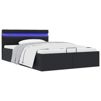 Bett mit Bettkasten Hydraulisch LED Kunstleder 140x200 cm 