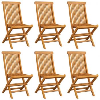 Gartenstühle mit Grünen Kissen 6 Stk. Massivholz Teak 