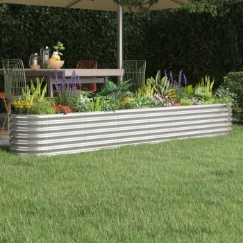 ARDEBO.de - Hochbeet Pulverbeschichteter Stahl 260x40x36 cm Silbern