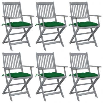 ARDEBO.de - Klappbare Gartenstühle 6 Stk. mit Kissen Massivholz Akazie