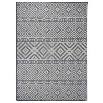 ARDEBO.de - Outdoor-Teppich Flachgewebe 200x280 cm Blau Gestreift