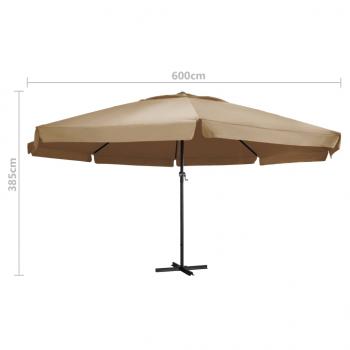 Sonnenschirm mit Aluminium-Mast 600 cm Taupe 