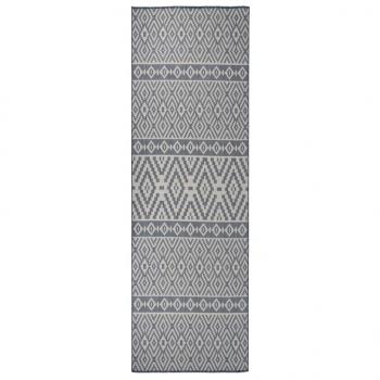 ARDEBO.de - Outdoor-Teppich Flachgewebe 80x250 cm Blau Gestreift