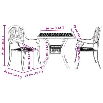 3-tlg. Bistro-Set Weiß Aluminiumguss
